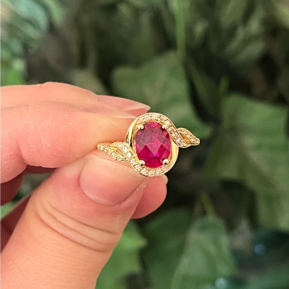 Genuine Ruby Vermeil Necklace, Bracelet, Earring, and Ring Set - Picture 9 of 14